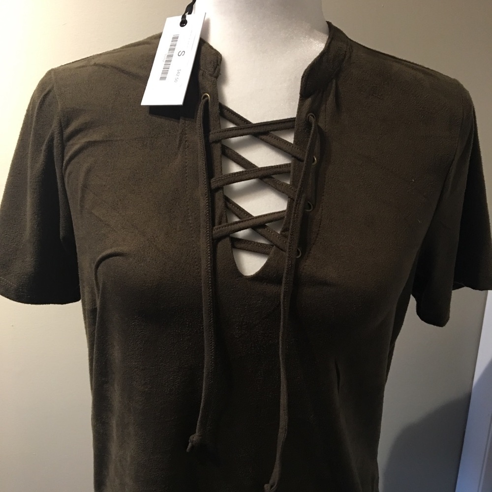 Suede Lace-Up Top